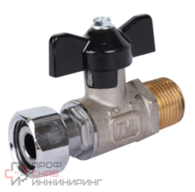 Кран шаровой с накидной гайкой, НР/накидная гайка, ручка бабочка 1/2x1/2, Stout