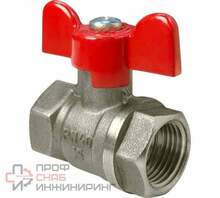 Кран шаровой VALFEX для ВОДЫ 1" ВР/ВР бабочка, латунный НИКЕЛИР-Й 11Б27фт1М VF.217.NB1.100.Bir