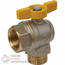 Кран шаровой латунь газ Ду25 Ру5 м/р угловой бабочка Giacomini