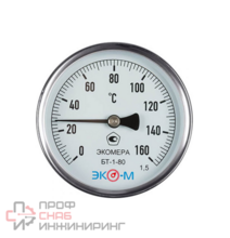 Термометр биметаллический БТ-1-80 160С Дк80 L=100 осевой Экомера