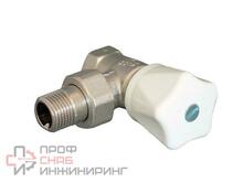 Вентиль, серия HR Oventrop угловой, DN-15, 1/2", ВН, никелированный, маховик белый