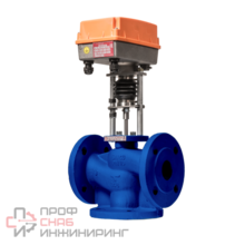 Клапан регулирующий 3-ход чуг TRV-3 Ду65 Ру16 фл Kv63 с электроприводом TSL Теплосила TRV-3-65-63-110