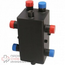 Стальной распределительный коллектор ROMMER 2 отопительных контура с гидравлическим разделителем 1