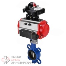 Затвор дисковый поворотный DN.ru WBV1413E-2W-Fb-H Ду100 Ру16, корпус - чугун GGG50, диск - чугун GGG40, уплотнение - EPDM, с пневмоприводом DN.ru PA-SA-130, пневмораспределителем 4M310-08 24В и БКВ APL-210N