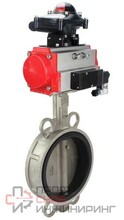 Затвор дисковый поворотный DN.ru WBV3232N-2W-Fb-H Ду100 Ру16, корпус - нержавеющая сталь 316L, диск - нержавеющая сталь 316L, уплотнение - NBR, с пневмоприводом DN.ru PA-DA-105, пневмораспределителем 4V320-10 220В, БКВ APL-210N и БПВ AFC2000