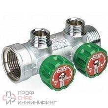 Коллектор регулирующий FAR 1" (ВР-НР) с 2 отв. 3/4" НР (межосев. 45 мм)  плск.упл.