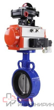 Затвор дисковый поворотный DN.ru WBV3432N-2W-Fb-H Ду150 Ру16, корпус - углеродистая сталь WCB, диск - нержавеющая сталь 316L, уплотнение - NBR, с пневмоприводом DN.ru PA-DA-130, пневмораспределителем 4M310-08 220В и БКВ APL-510N EX