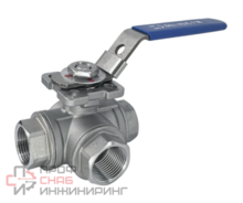 Кран шаровой нержавеющий трехходовой муфтовый Lotar (L-тип)  3/4" (DN20)  AISI304 (CF8)  LTR-TL20/4