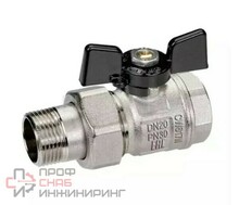 Кран Bugatti шаровой резьб. 1/2", PN50, NEW JERSEY 922, латунь, вн.р. - нар.р. с амер., с бабочкой