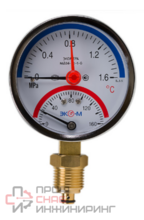 Термоманометр Экомера МД04-80мм 0..1,6МПа 0..160С G1\4 с переходником на G1\2