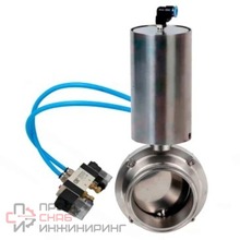 Затвор дисковый поворотный кламповый DN.ru WBV3131E-2W-C-H Ду100 Ру10 корпус - пищевая нержавеющая сталь 304, уплотнение – EPDM, с пневмоприводом DN.ru PA-SA-85 и пневмораспределителем DN.ru 4V320-08 220В