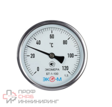 Термометр биметаллический БТ-1-100 120С Дк100 L=100 осевой Экомера