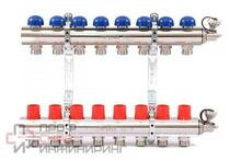 Колл.группа 1" х 8 вых 3/4" с балансировочными и термостатическими вентилями Uni-fitt
