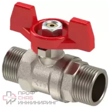 Кран шаровой РосТурПласт ручка бабочка латунь наружная/наружная резьба 1/2" PN25 никель