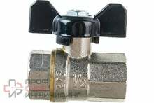 Кран шаровой РосТурПласт ручка бабочка латунь внутренняя/внутренняя резьба 1/2" PN40 никель