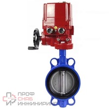 Затвор дисковый поворотный для абразивных сред DN.ru WBV1632E-2W-Fb-H Ду150 Ру16, корпус - чугун QT450, диск - нержавеющая сталь 316L, уплотнение - EPDM, с электроприводом DN.ru QT-EX-015EM-O2-220VAC-У1 220В