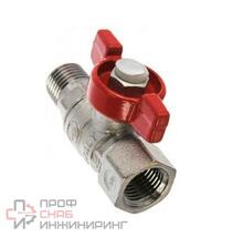 Кран шаровой, R254D, 1 1/4", ВН, ручка-бабочка красная, хромированный Giacomini